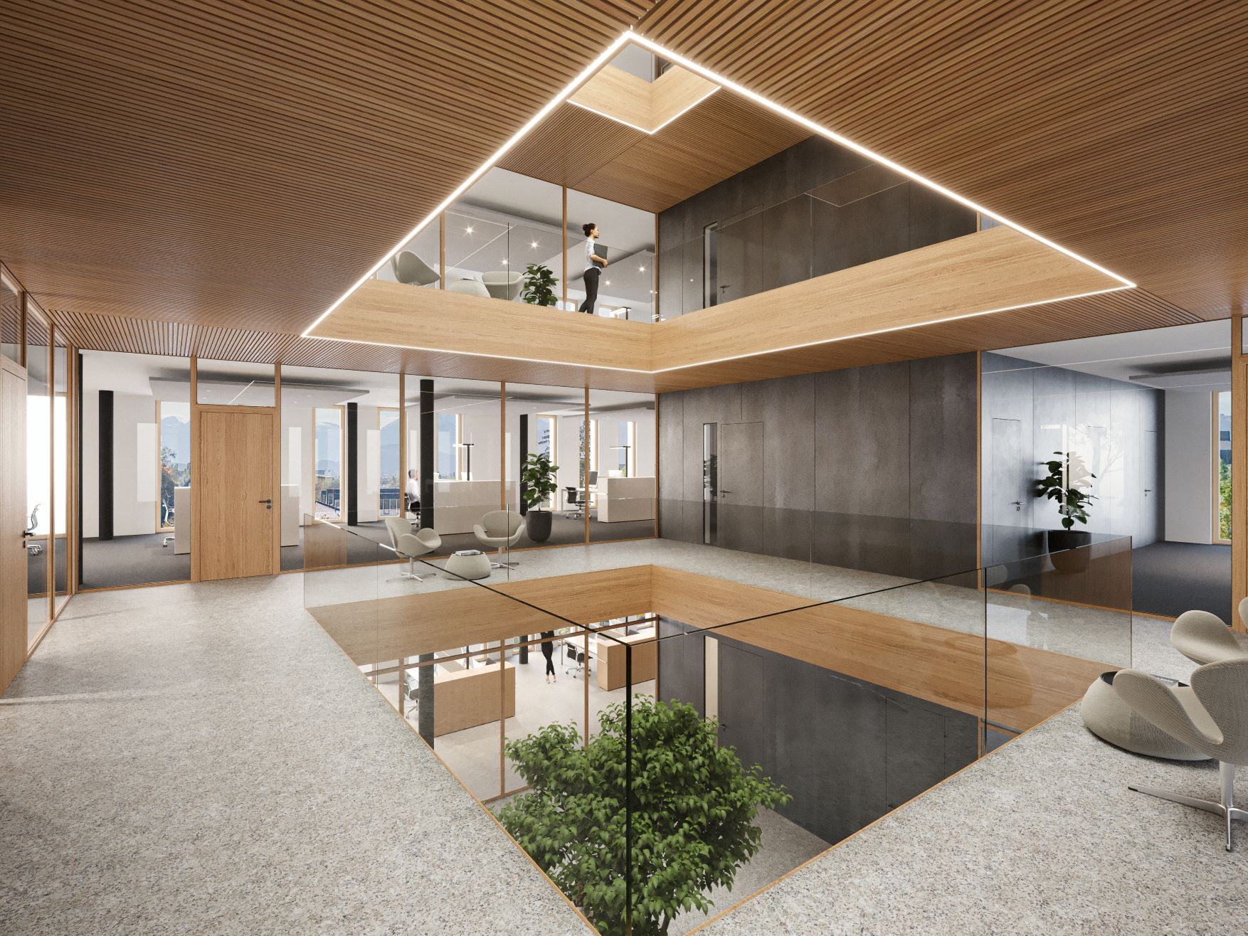 Atrium und Innenraum im +tower